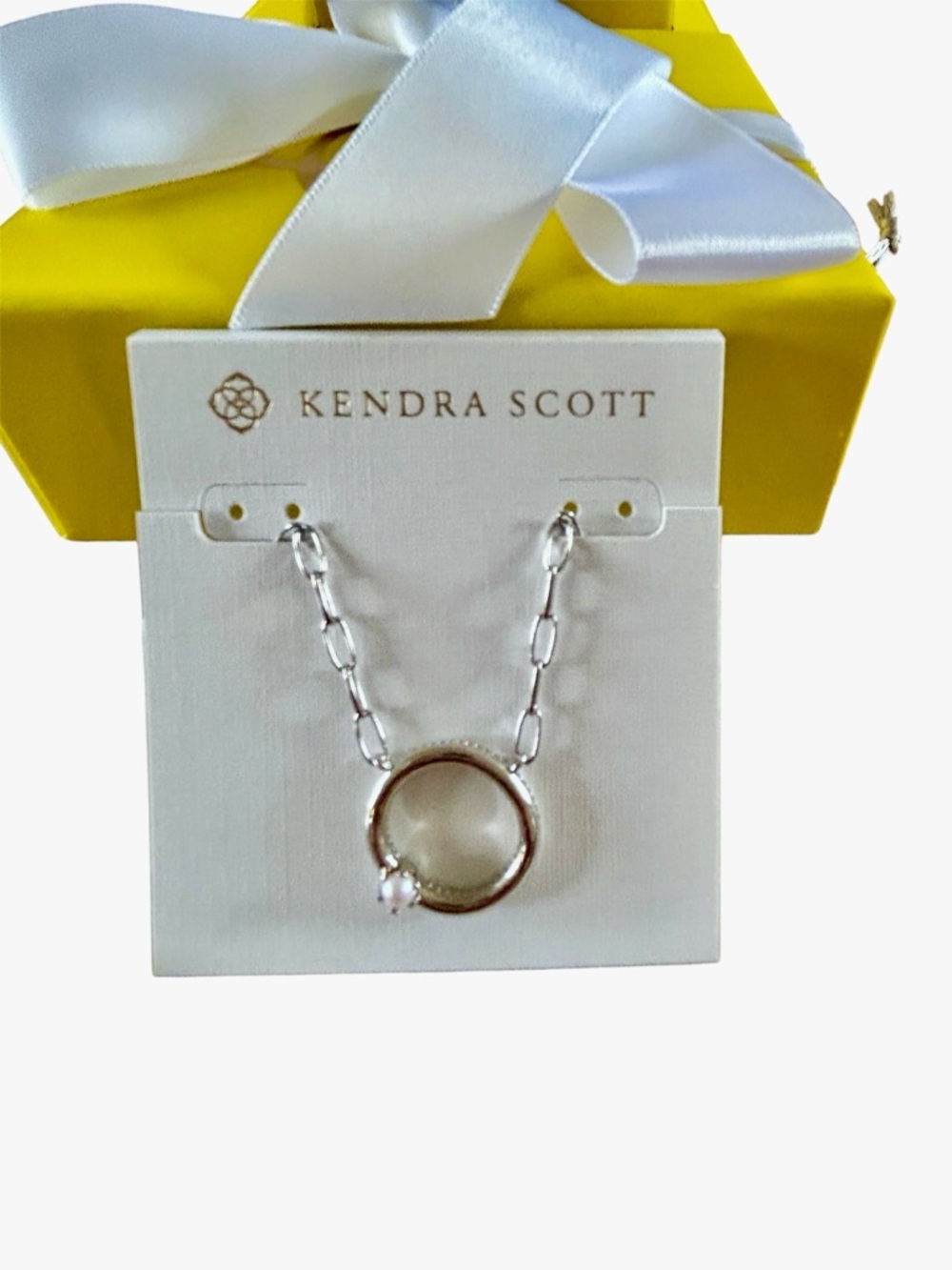 Kendra Scott Silver Circle Pendant with Freshwater Pearl